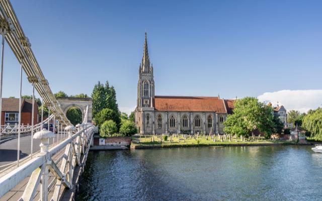 All Saints Church and Marlow Bridge beside the River Thames