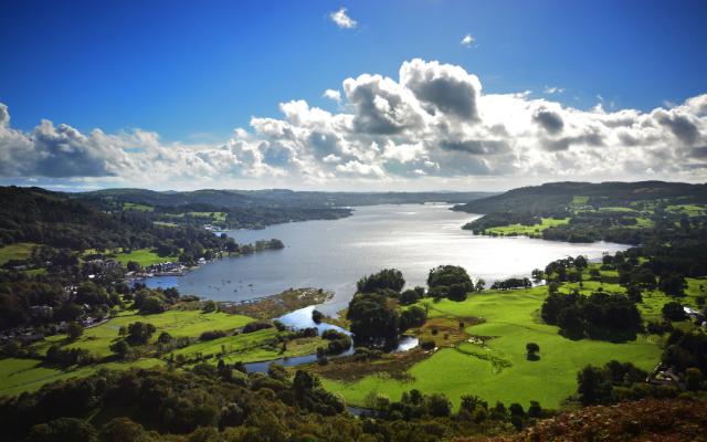 View south over Windermere from the hills above Ambleside