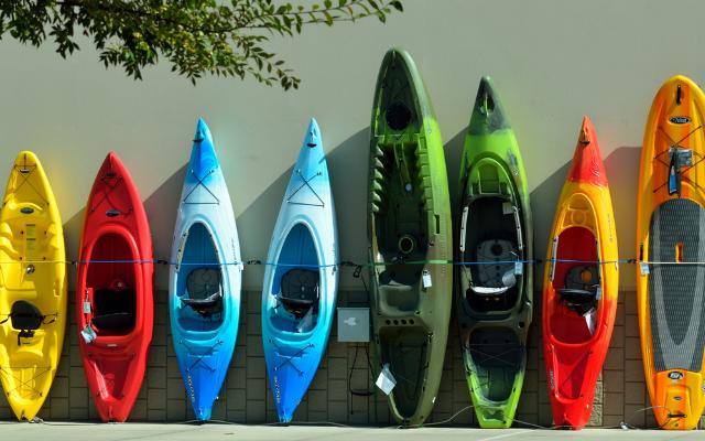 Kayaks ready for a paddling session