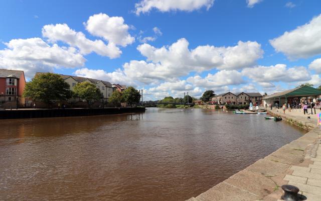 Historic buildings and boats at Exeter Quay