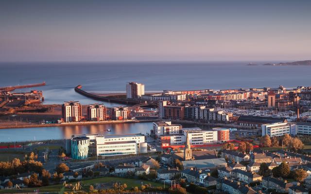 Swansea’s waterfront and city skyline beside the bay